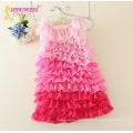 Gute Qualität Gradient Pink Kind Mädchen Kleider viele Schicht Rüschen Maxi Kleid für Baby, neueste Kittel Designs für Mädchen